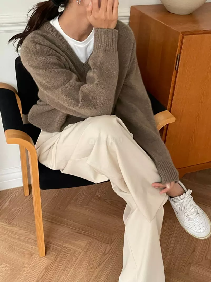 Talktalk - Korean Women Fashion - #romanticstyle - Alpaca V Neck Knit Tee - 7
