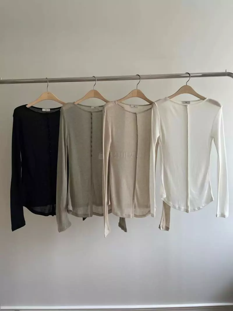 Talktalk - Korean Women Fashion - #shopsmall - Amel Button Tee - 7