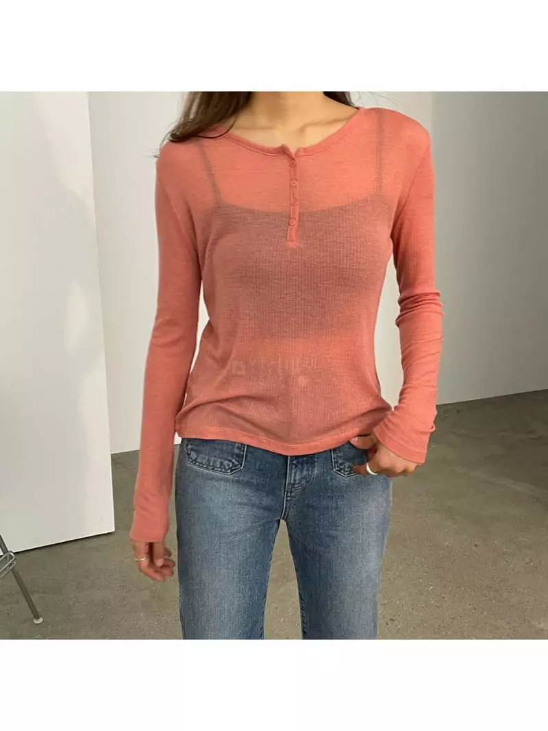 Talktalk - Korean Women Fashion - #vintageinspired - Wear Loose Button Tee - 9