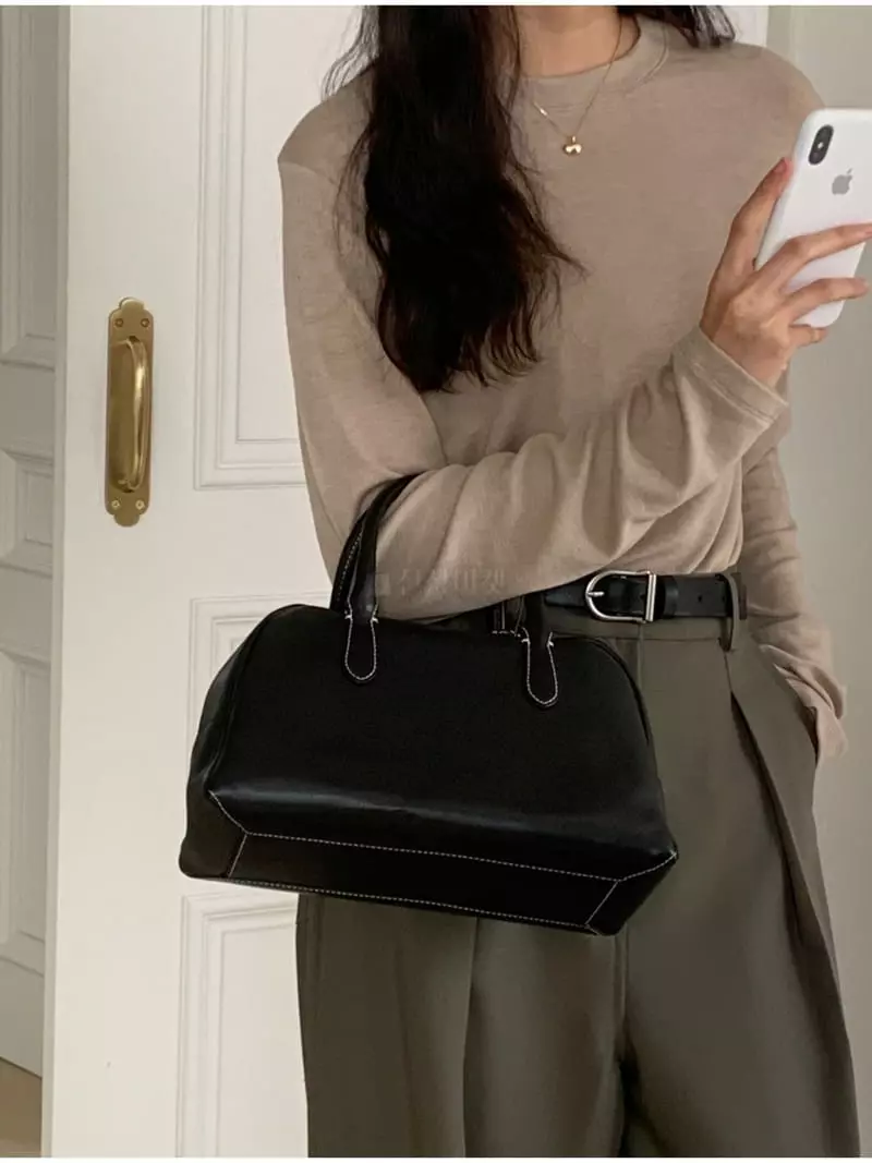 Talktalk - Korean Women Fashion - #vintageinspired - Basic Round Tee - 8