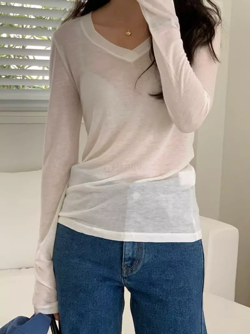 Talktalk - Korean Women Fashion - #vintageinspired - Yort V Tee - 7