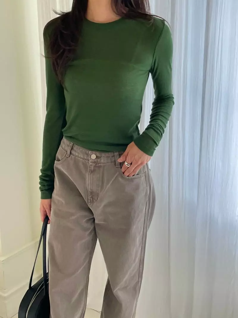 Talktalk - Korean Women Fashion - #vintageinspired - Silk Long Sleeves Tee