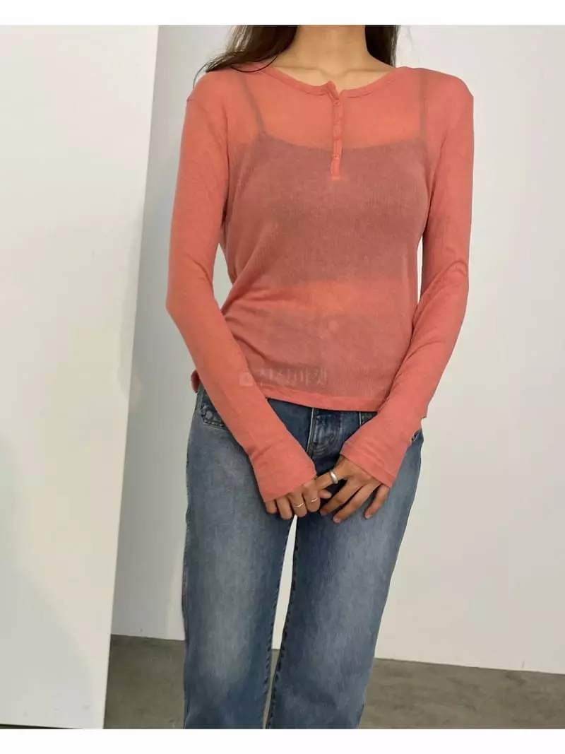Talktalk - Korean Women Fashion - #vintagekidsstyle - Wear Loose Button Tee - 10