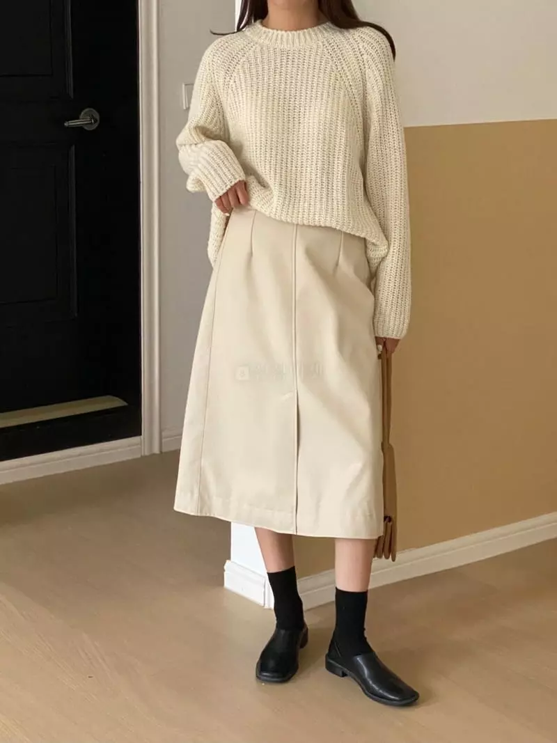 Talktalk - Korean Women Fashion - #momslook - Peanut Midi Skirt - 4
