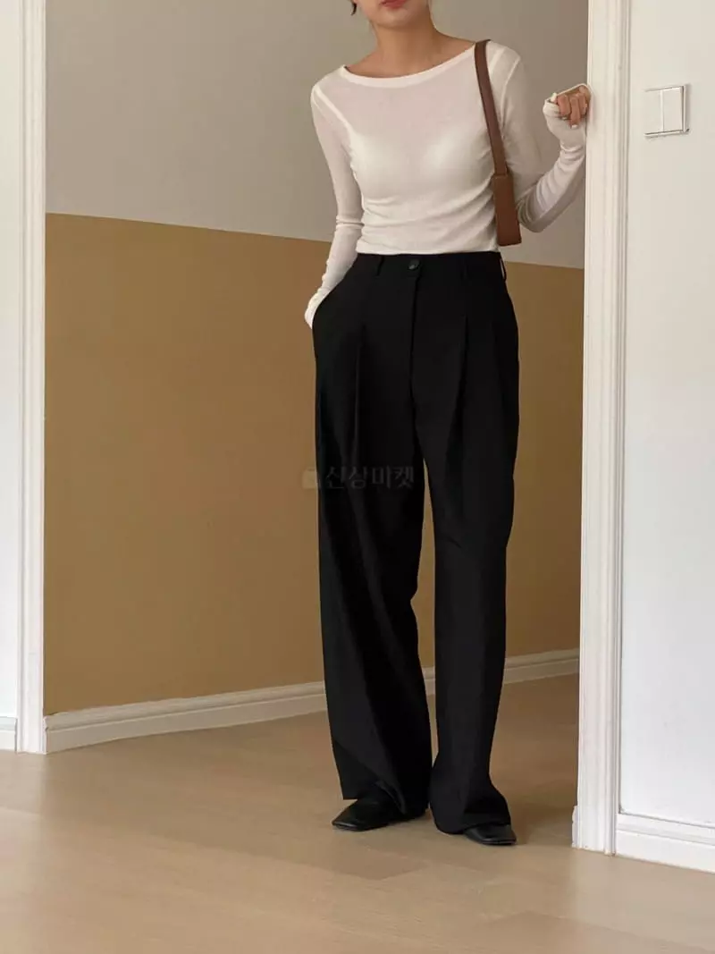 Talktalk - Korean Women Fashion - #womensfashion - Toil Boat Neck Tee - 6