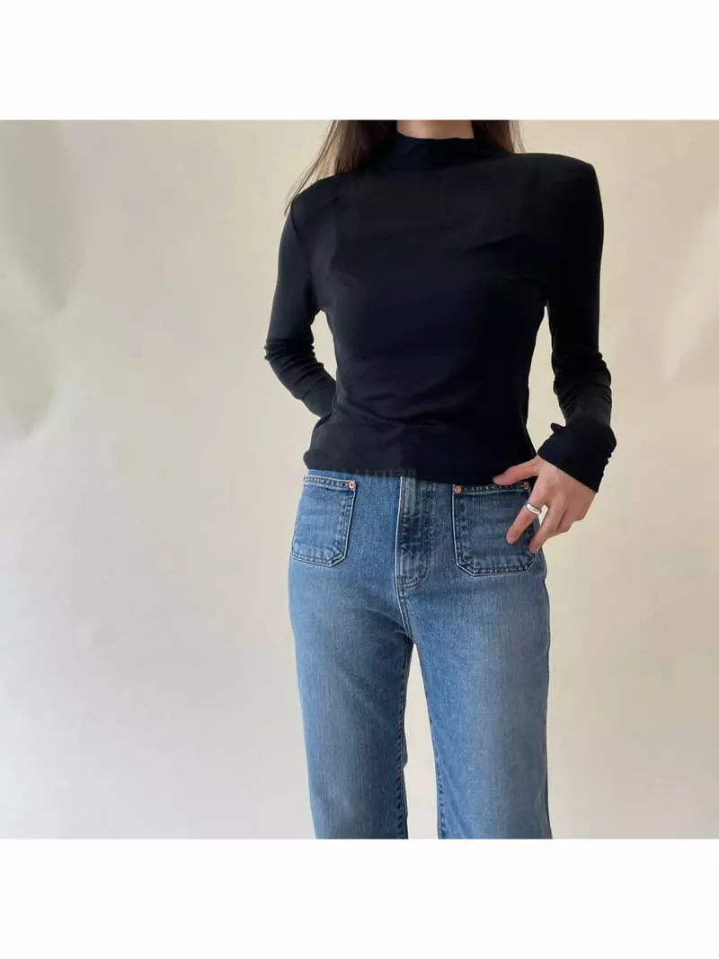 Talktalk - Korean Women Fashion - #womensfashion - Cold Crop Half Neck Tee - 7