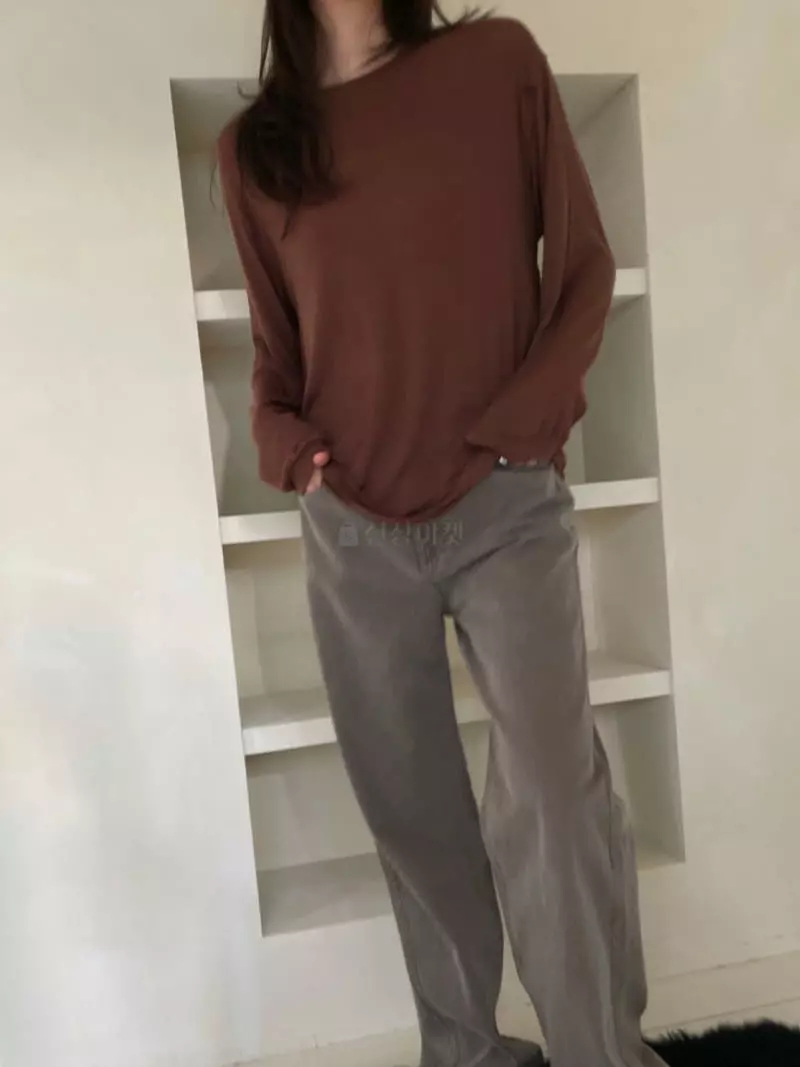Talktalk - Korean Women Fashion - #momslook - Mocha Loose Tee - 4