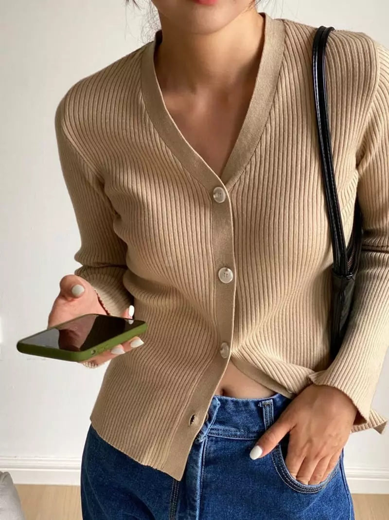 Talktalk - Korean Women Fashion - #womensfashion - V Neck Cardigan - 3