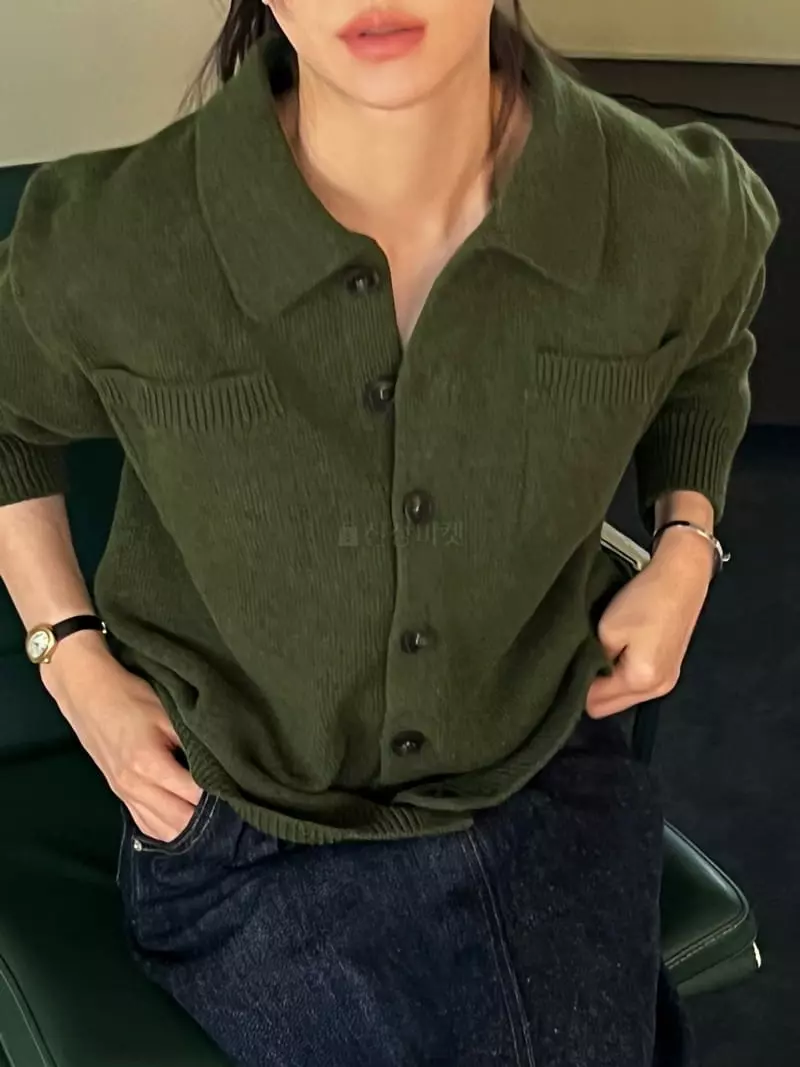 Taste - Korean Women Fashion - #momslook - Cash Pocket Knit Tee
