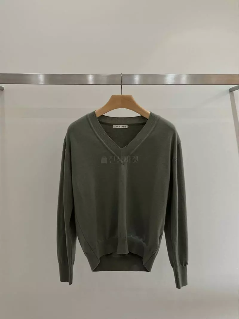 Taste - Korean Women Fashion - #womensfashion - Deep V Knit Tee - 4