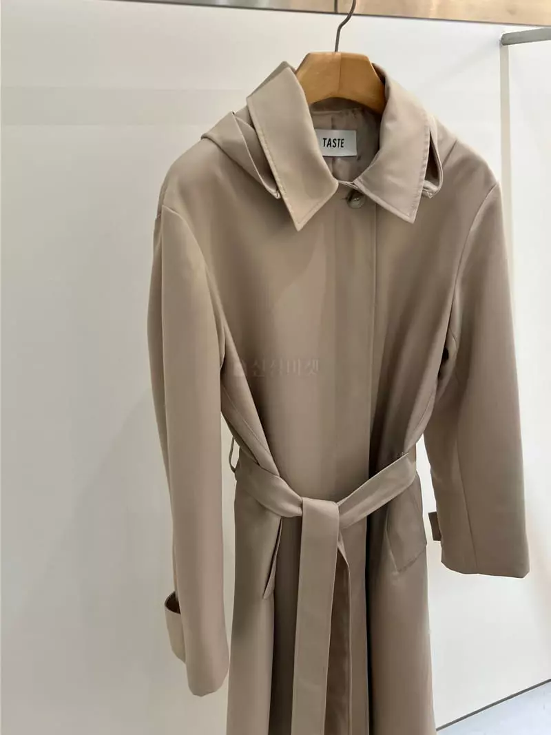 Taste - Korean Women Fashion - #vintageinspired - Hoody Trench Coat - 3