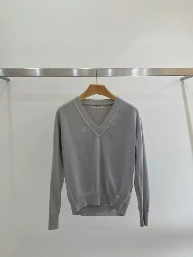 Taste - Korean Women Fashion - #womensfashion - Deep V Knit Tee - 3