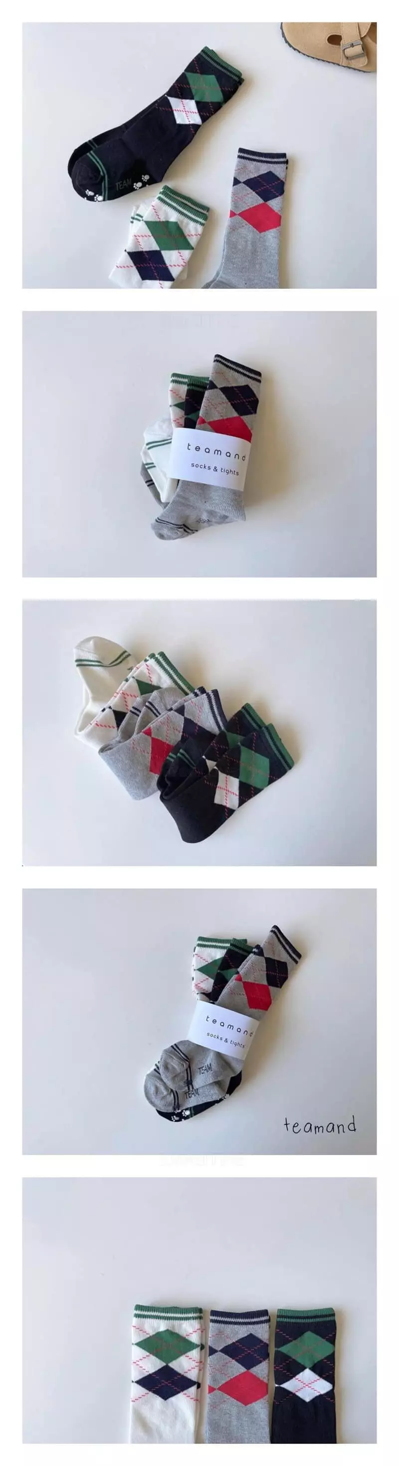 Teamand - Korean Children Fashion - #Kfashion4kids - Argyle Knee Socks Set