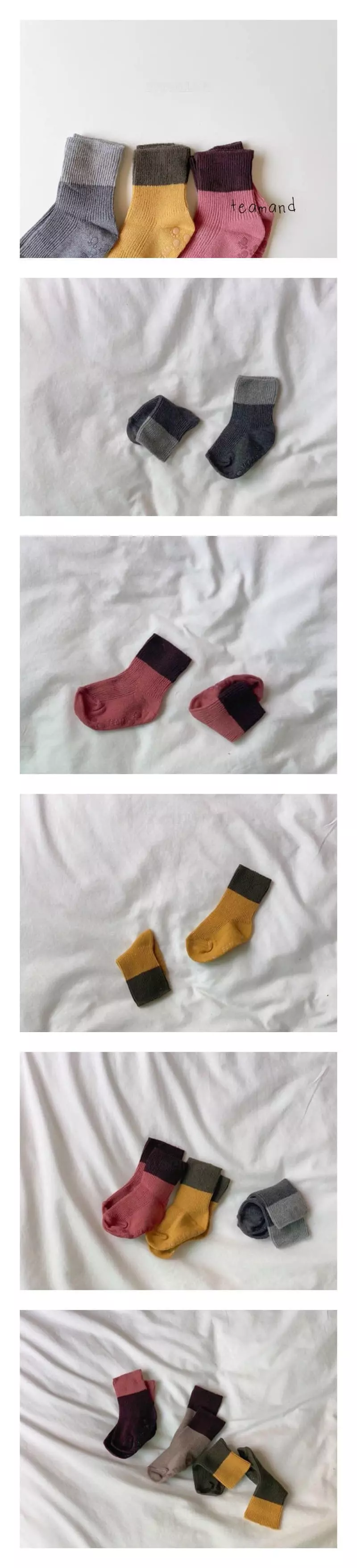 Teamand - Korean Children Fashion - #littlefashionista - Two Tone Socks Set A