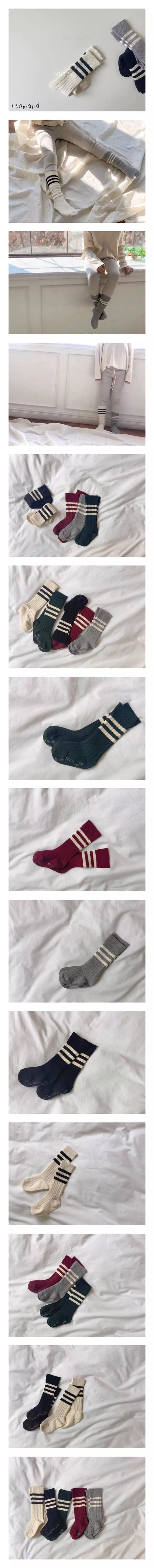 Teamand - Korean Children Fashion - #toddlerclothing - Three Rib Knee Socks Set