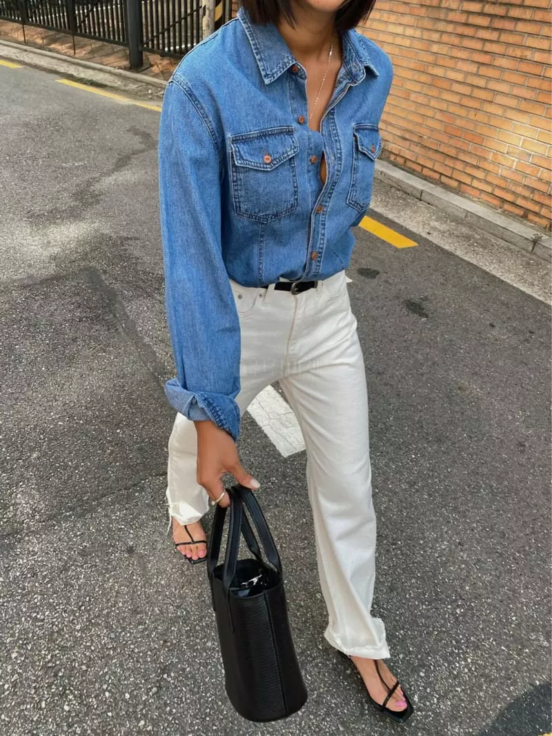 Tempting - Korean Women Fashion - #momslook - Paul Denim Shirt - 2