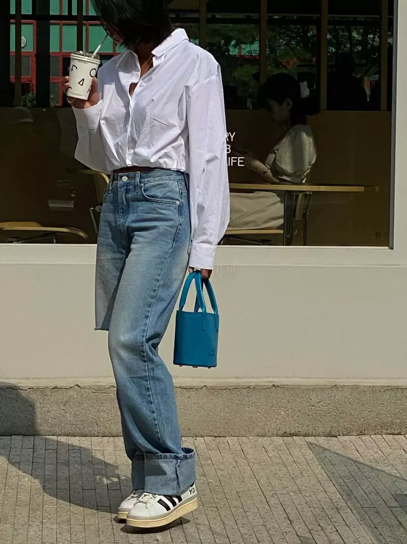 Tempting - Korean Women Fashion - #momslook - Roll-up Vintage Jeans - 5