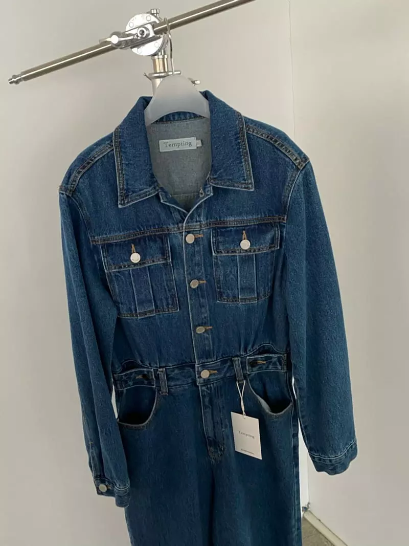 Tempting - Korean Women Fashion - #vintagekidsstyle - Jen Denim Jumpsuit - 4