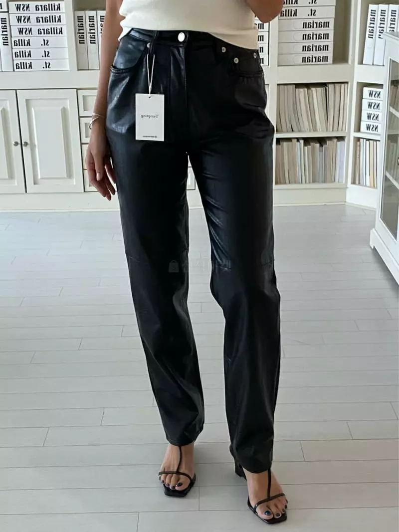 Tempting - Korean Women Fashion - #womensfashion - Arc Leather Pants - 7