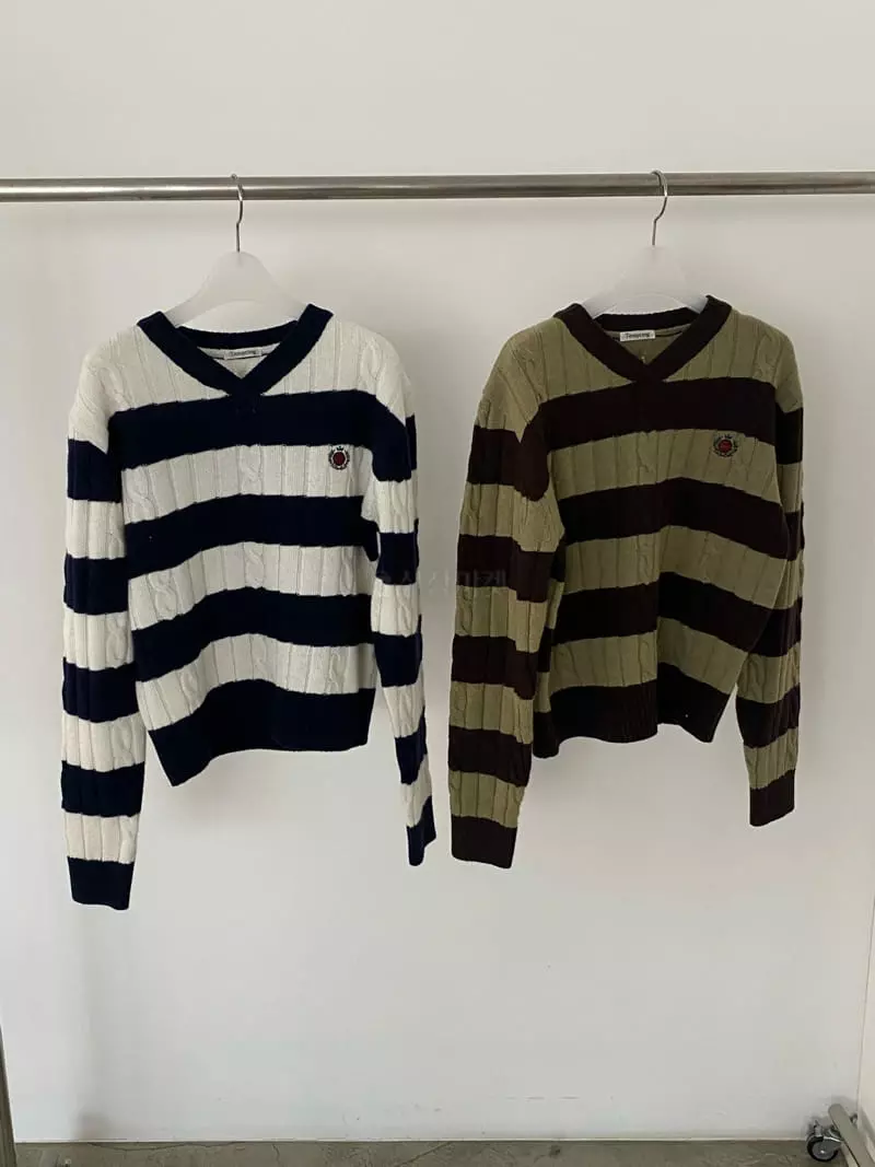 Tempting - Korean Women Fashion - #momslook - Embrodiery Stripes Knit Tee - 4