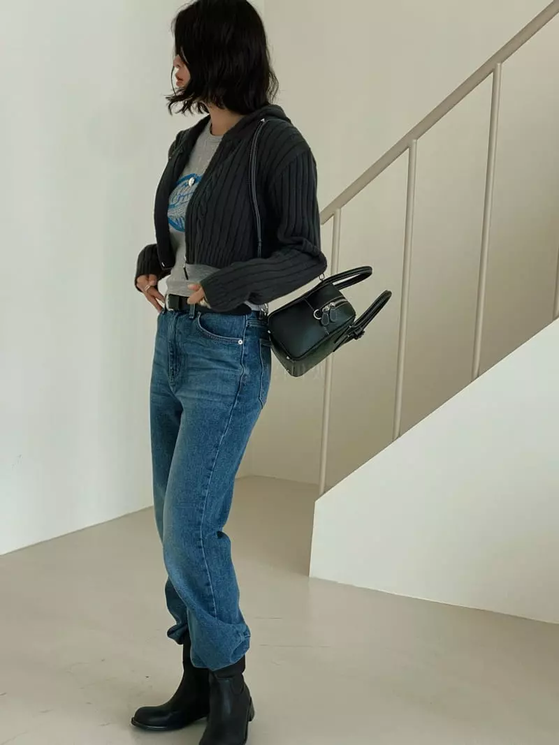 Tempting - Korean Women Fashion - #womensfashion - Crop Hoody Knit Tee - 2