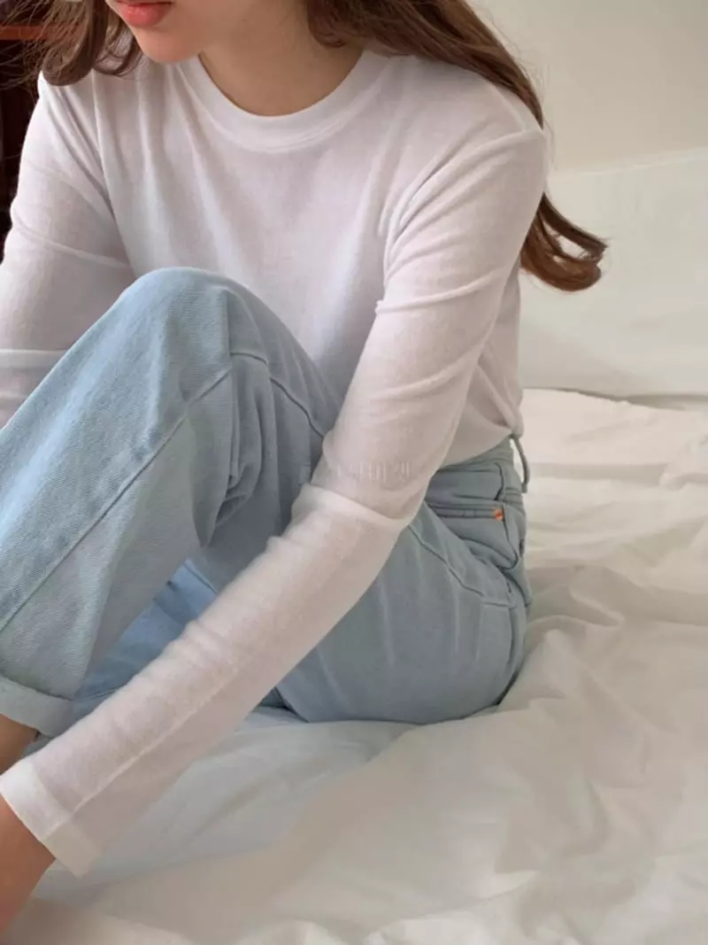 Tfarm - Korean Women Fashion - #momslook - Snow Slit Tee