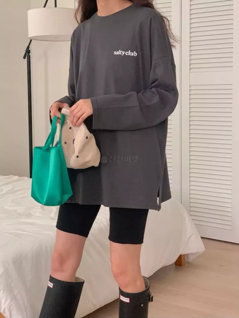 Tfarm - Korean Women Fashion - #momslook - Salty Slit Tee - 2
