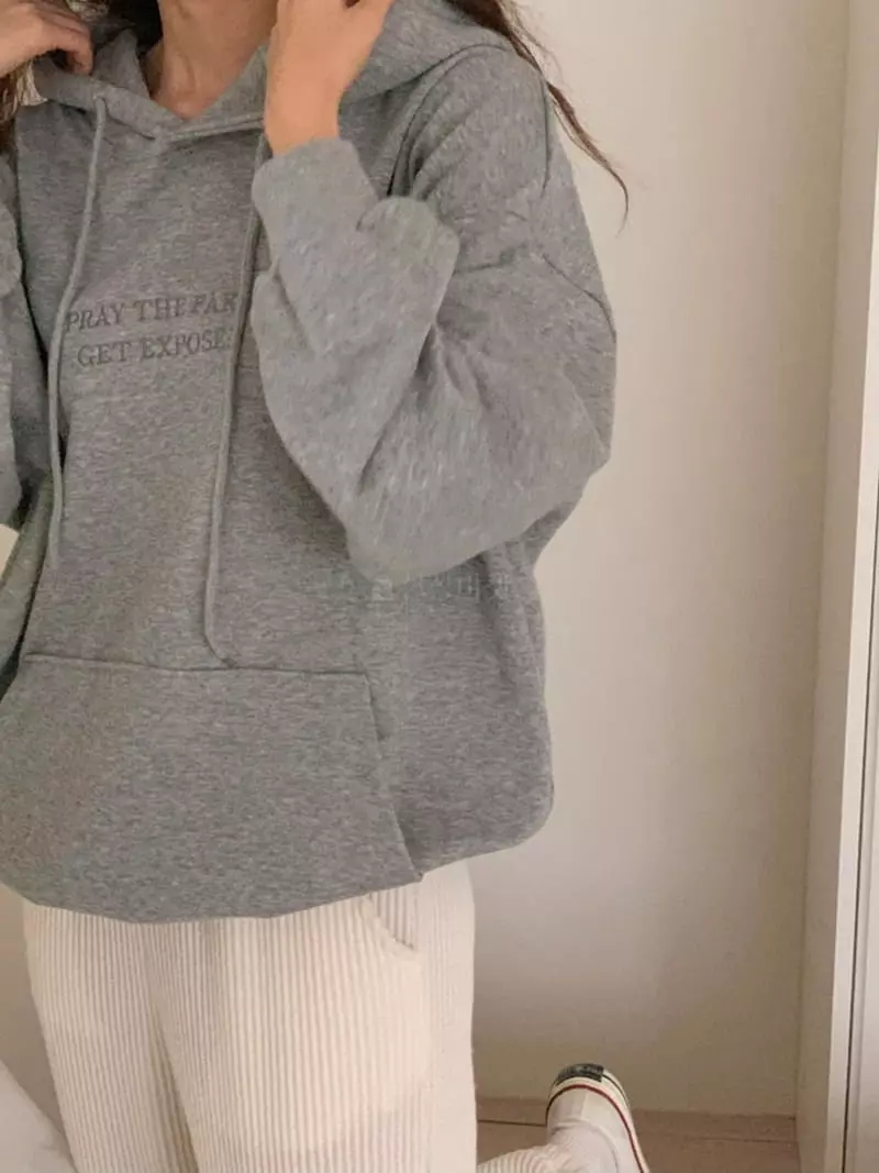 Tfarm - Korean Women Fashion - #momslook - Lettering Hoody - 5