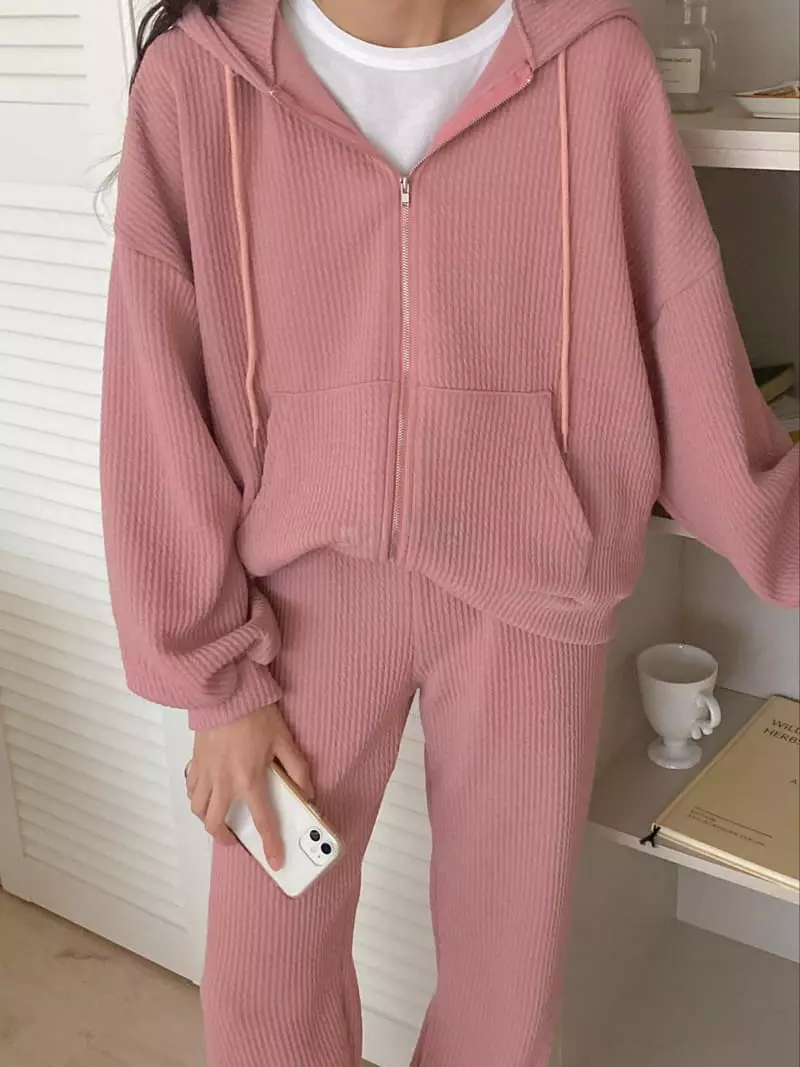Tfarm - Korean Women Fashion - #momslook - Jenny Zip Up Set - 7