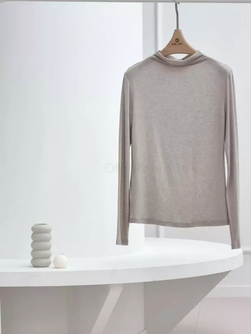Theany - Korean Women Fashion - #momslook - Half Neck Tee - 2