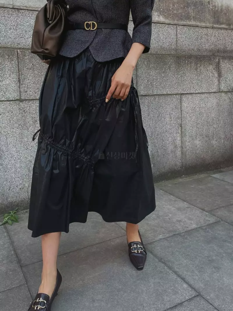 Theany - Korean Women Fashion - #momslook - Shirring Maxy Skirt - 3