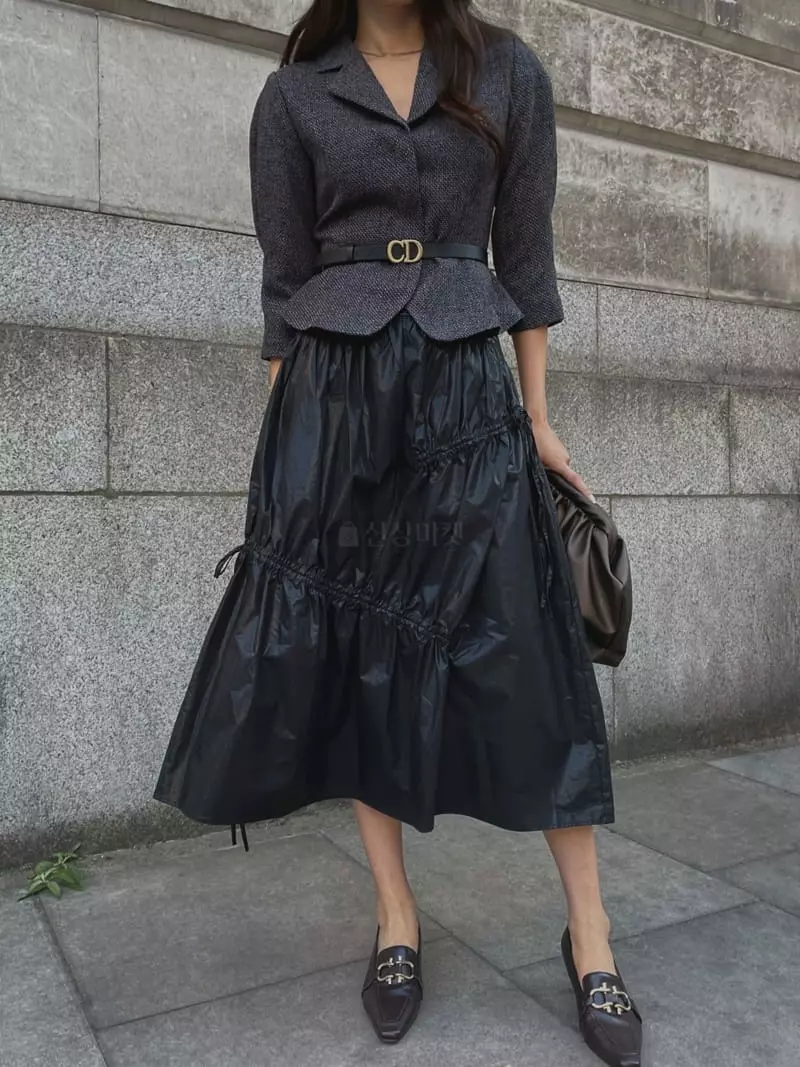 Theany - Korean Women Fashion - #momslook - Shirring Maxy Skirt - 4