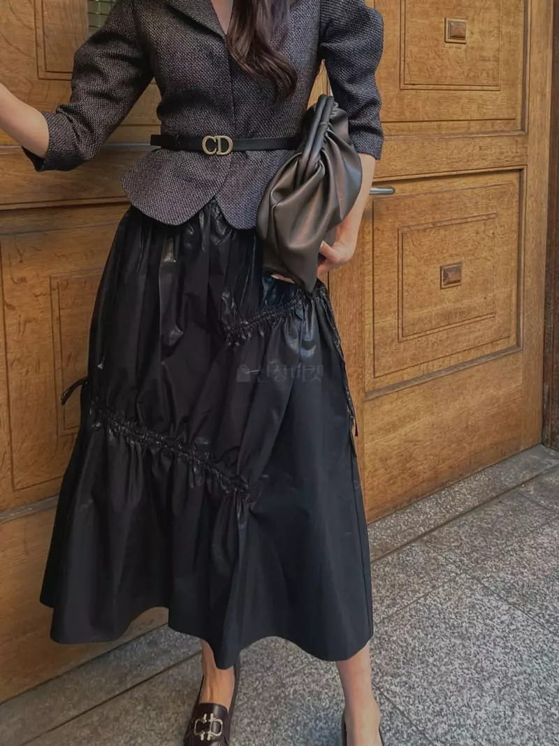 Theany - Korean Women Fashion - #momslook - Shirring Maxy Skirt - 5
