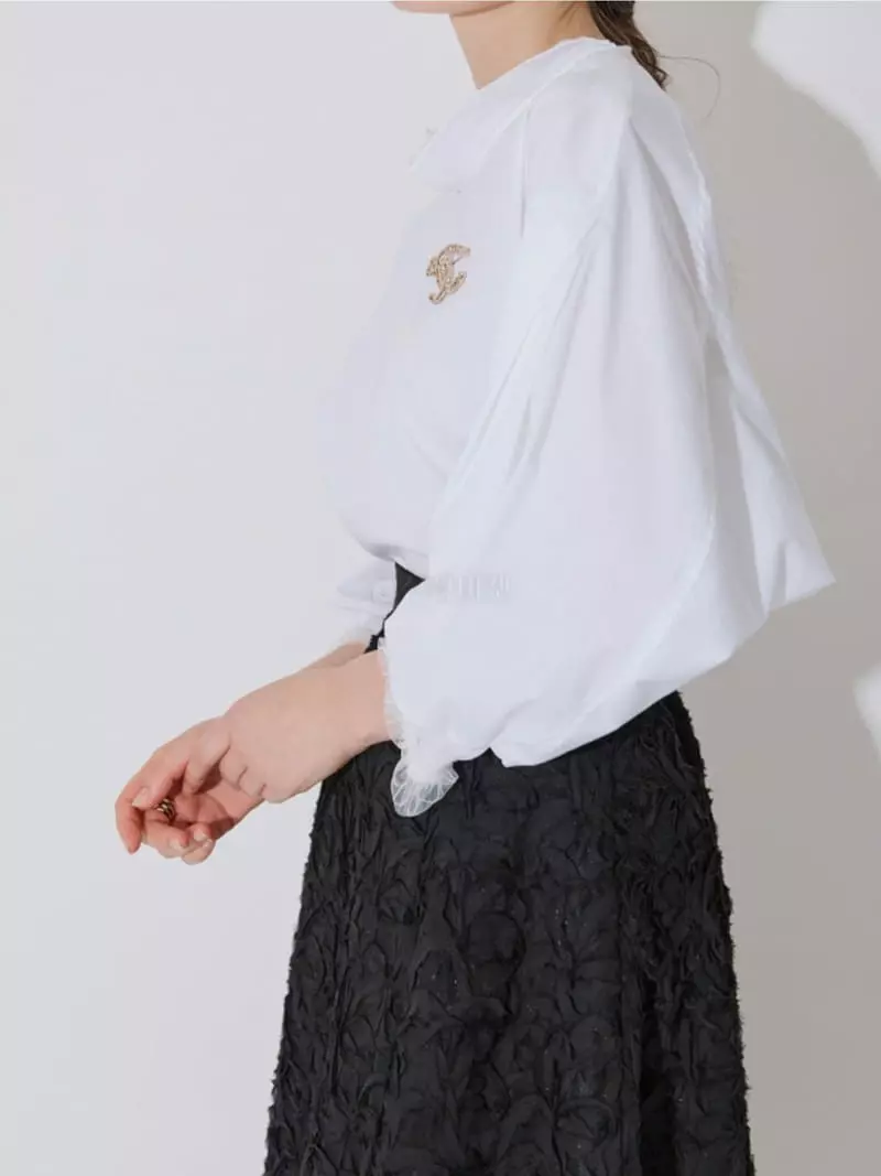 Theany - Korean Women Fashion - #momslook - Lace Block Blouse - 6