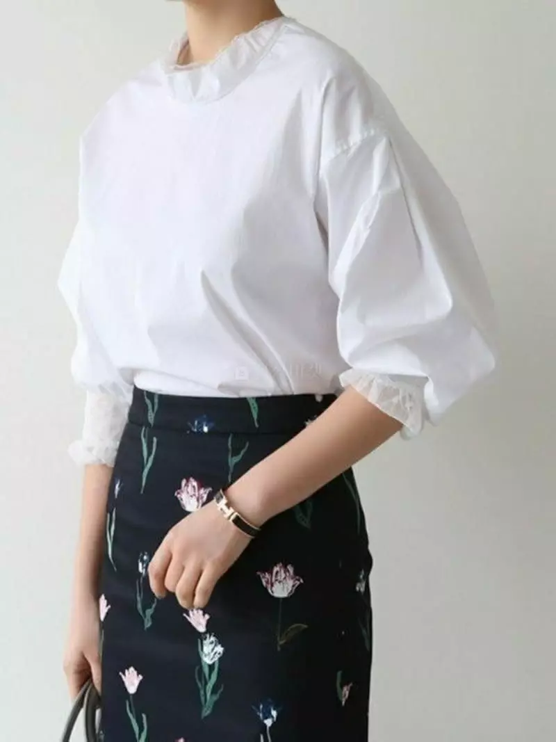 Theany - Korean Women Fashion - #momslook - Lace Block Blouse - 8