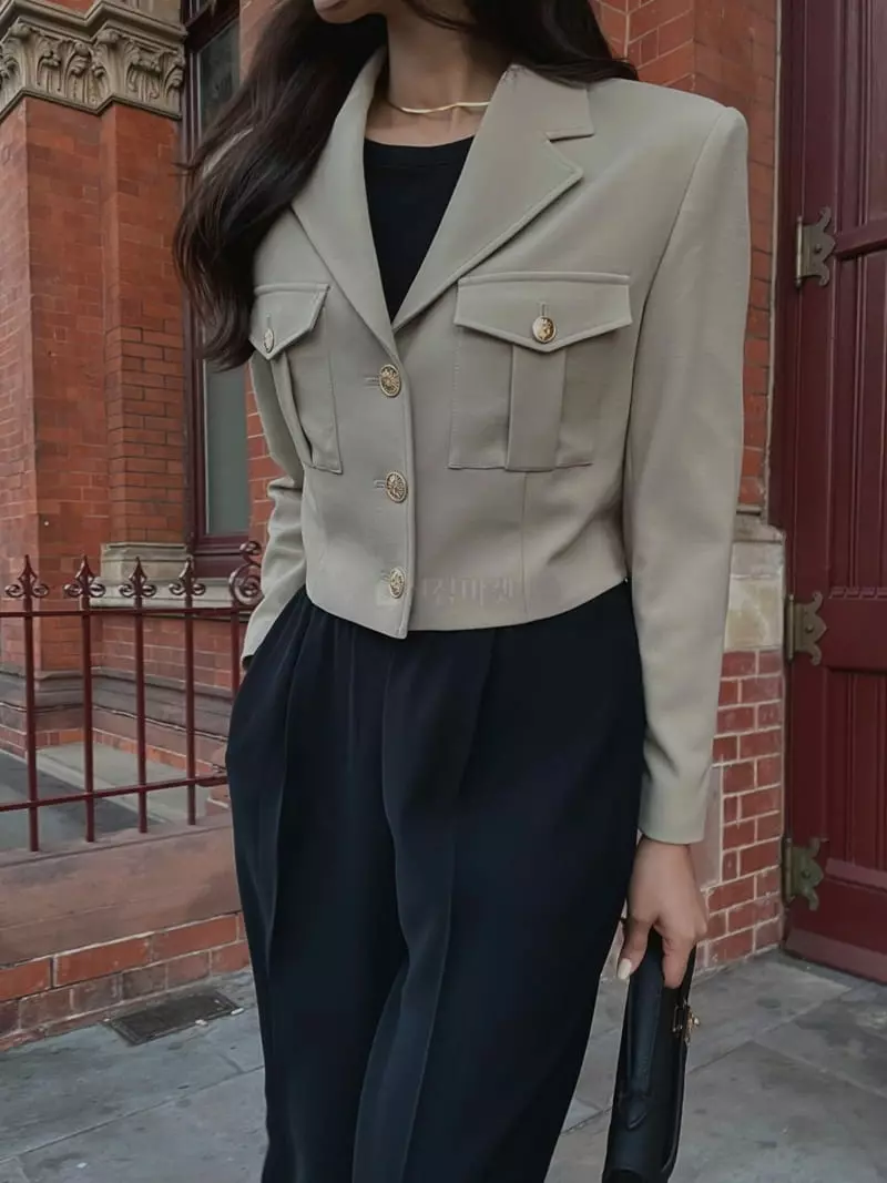 Theany - Korean Women Fashion - #momslook - Double Crop Jacket - 6