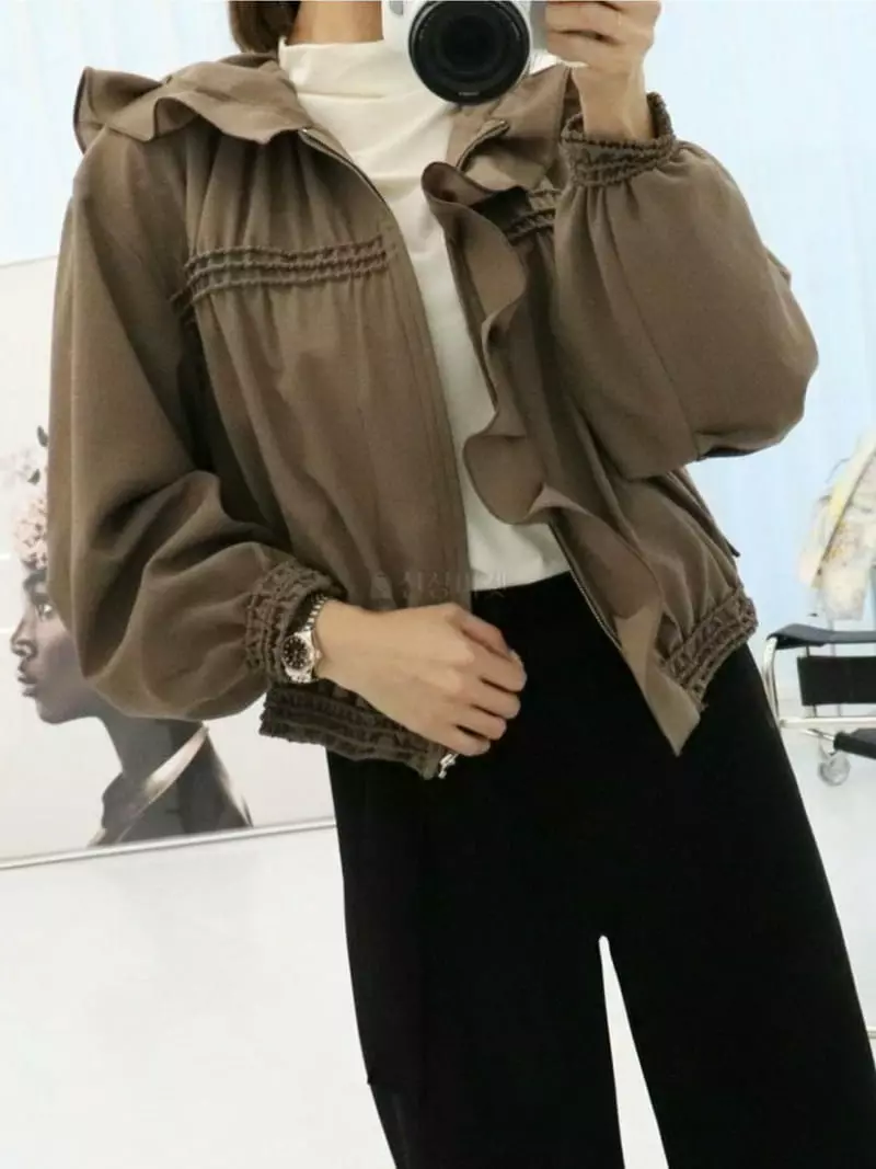 Theany - Korean Women Fashion - #momslook - Frill Hoody Jumper - 4