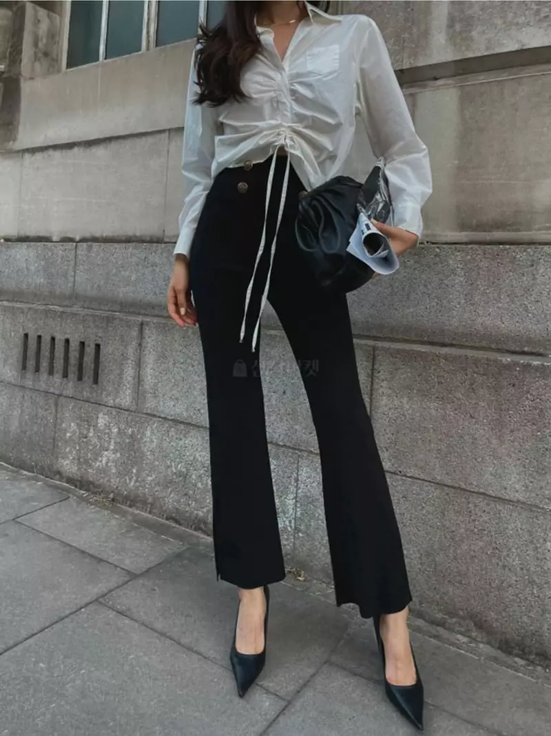 Theany - Korean Women Fashion - #womensfashion - Button Slit Pants