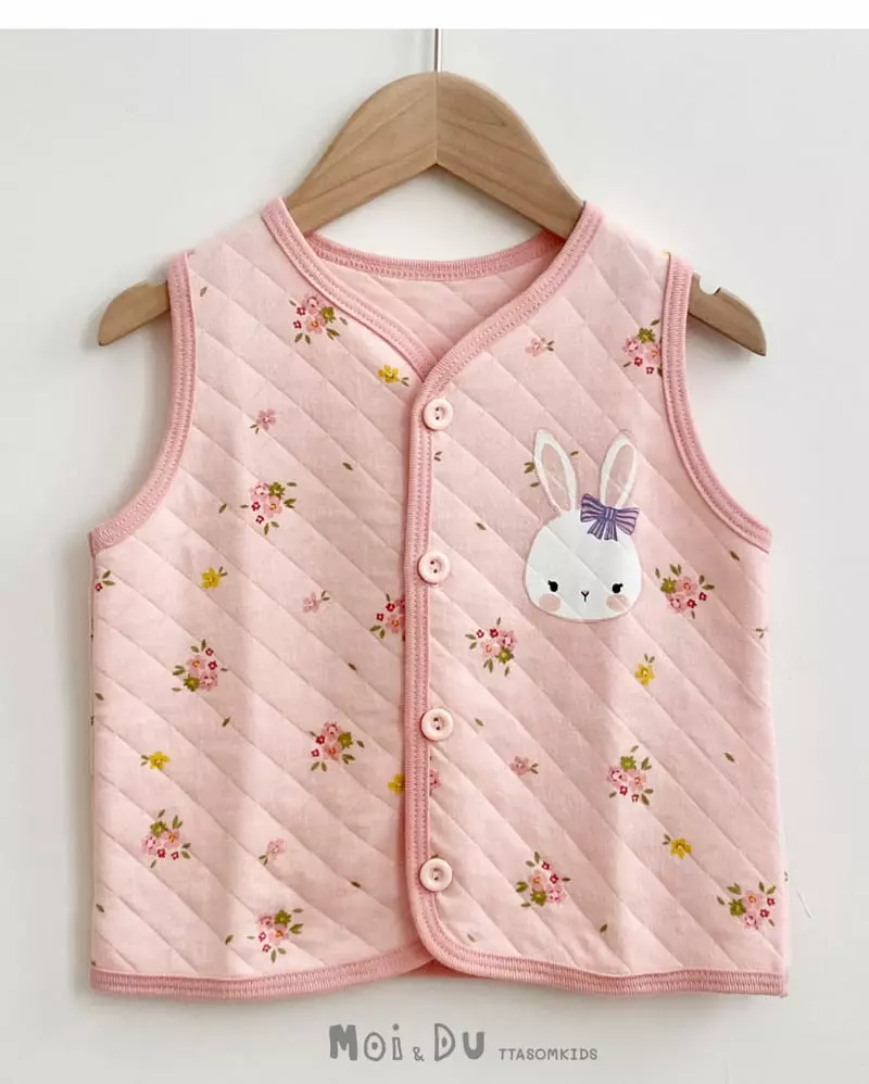 Ttasom - Korean Children Fashion - #Kfashion4kids - Mini Flower Rabbit Half Sleepvest