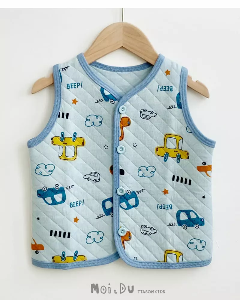 Ttasom - Korean Children Fashion - #kidsshorts - Bbang Bbang Car Half Sleepvest