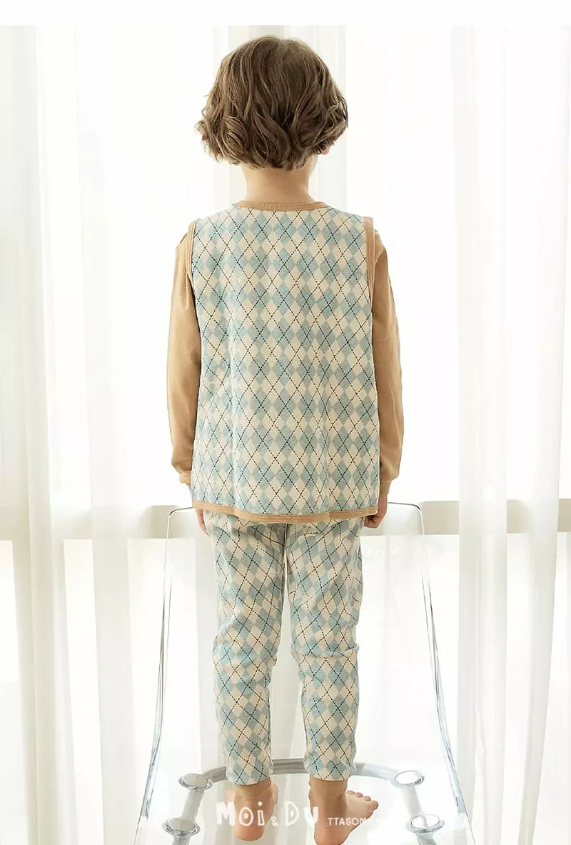 Ttasom - Korean Children Fashion - #prettylittlegirls - Argyle Check Half Sleepvest - 6