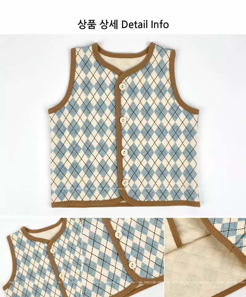 Ttasom - Korean Children Fashion - #toddlerclothing - Argyle Check Half Sleepvest - 8