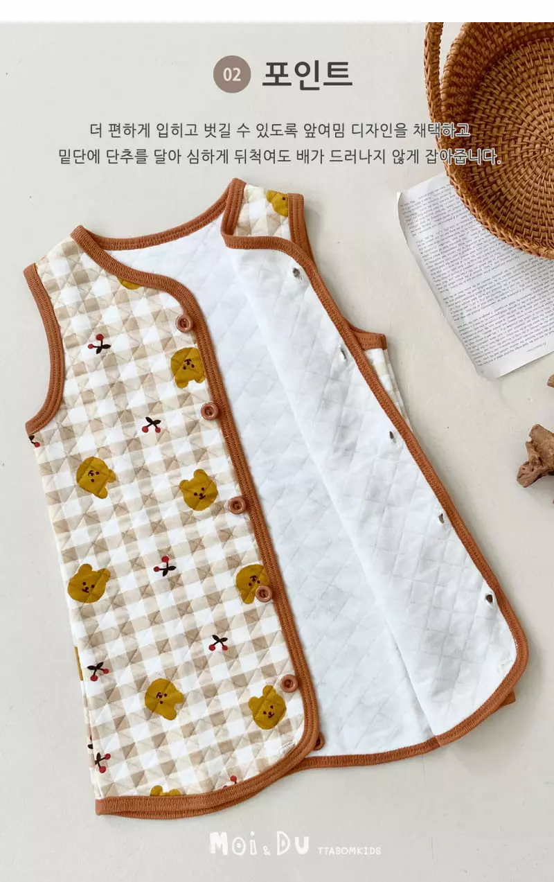 Ttasom - Korean Children Fashion - #todddlerfashion - Petit Cherry Bear Sleepvest - 4