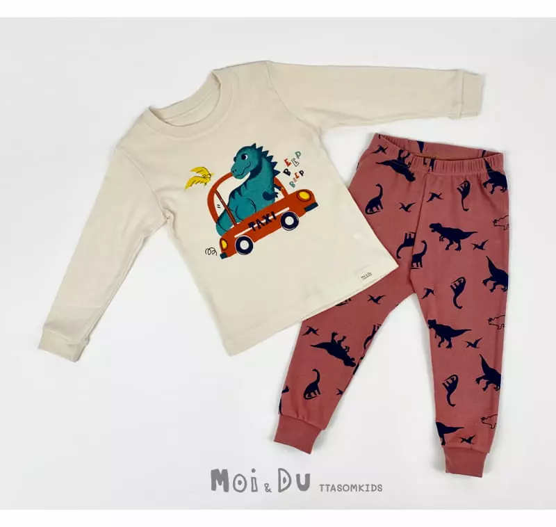 Ttasom - Korean Children Fashion - #toddlerclothing - Dino Taxi 30 Fraise Easywear