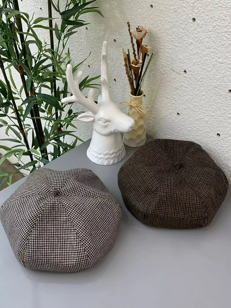 Two J - Korean Women Fashion - #womensfashion - Check Beret Hat - 3