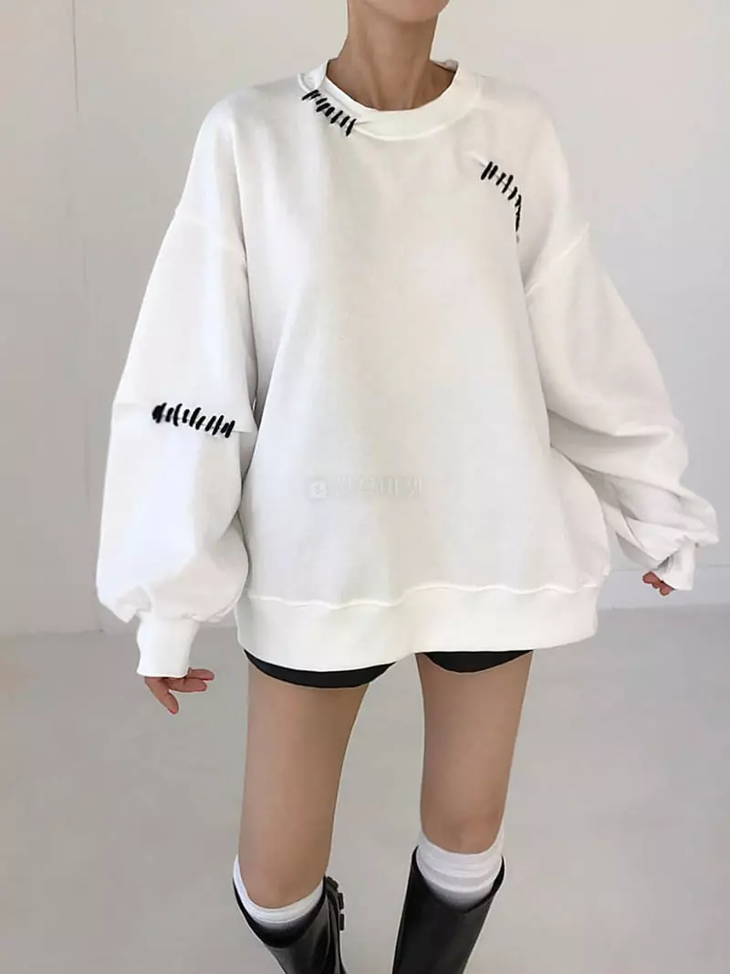 Twomoon - Korean Women Fashion - #momslook - Tonton Stitch Sweatshirt
