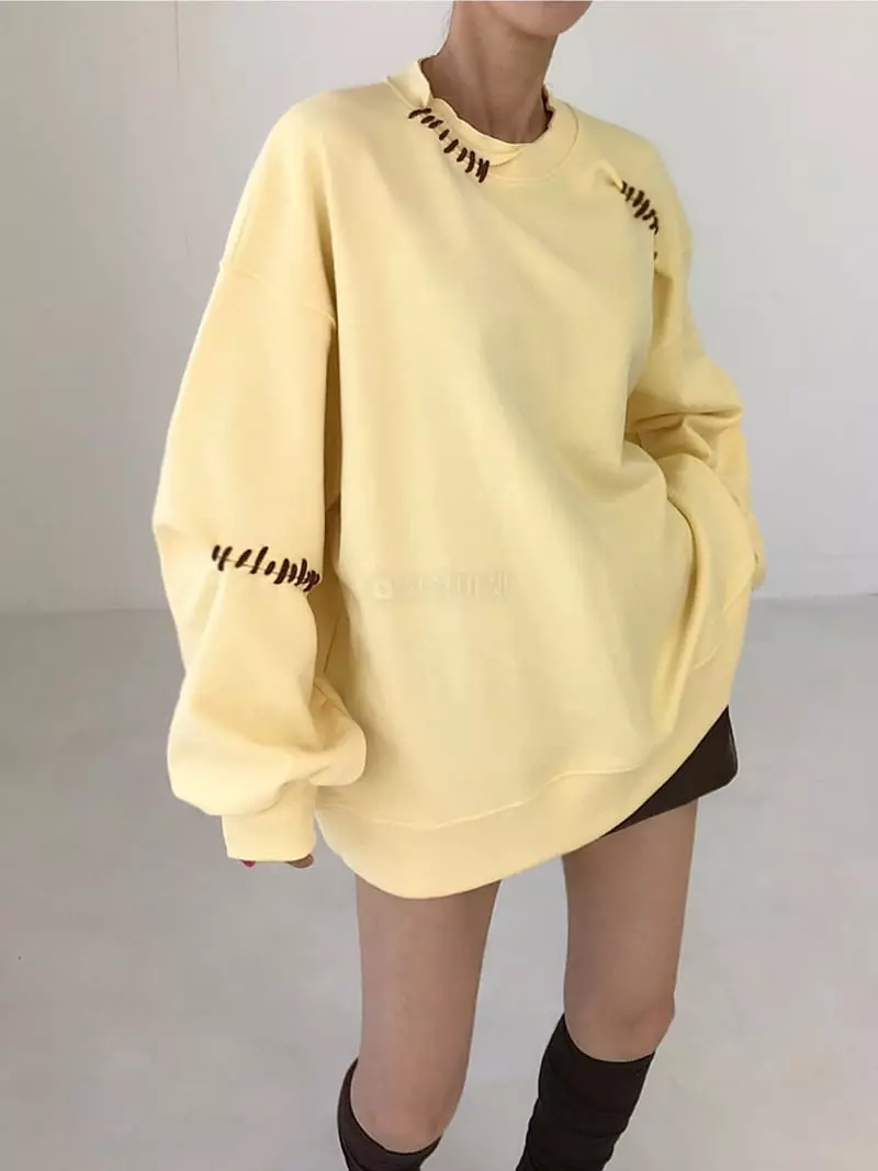 Twomoon - Korean Women Fashion - #momslook - Tonton Stitch Sweatshirt - 11