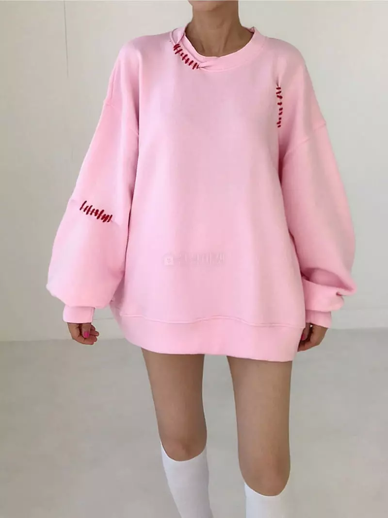 Twomoon - Korean Women Fashion - #momslook - Tonton Stitch Sweatshirt - 3