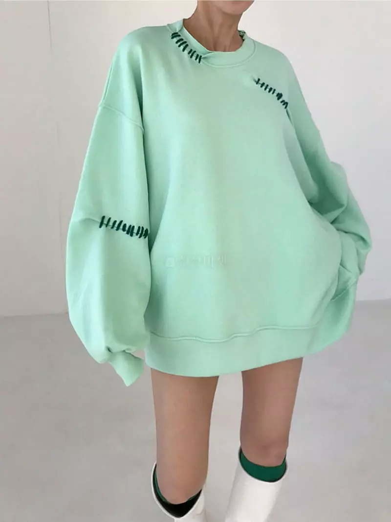 Twomoon - Korean Women Fashion - #momslook - Tonton Stitch Sweatshirt - 7