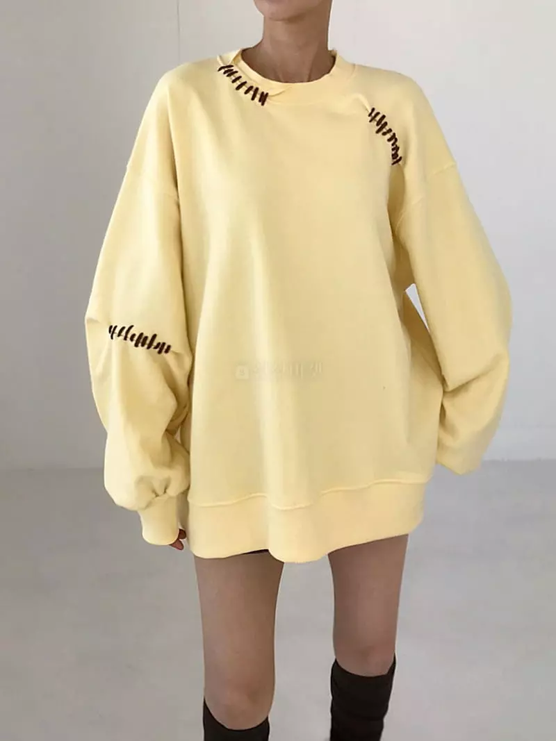 Twomoon - Korean Women Fashion - #momslook - Tonton Stitch Sweatshirt - 9